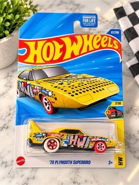 Hot Wheels '70 Plymouth Superbird Toy Car - Yellow